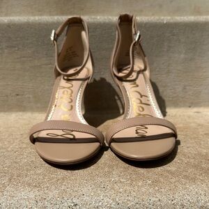 Sam Edelman “Patti” Nude Tan Ankle-Strap Dress Heels
